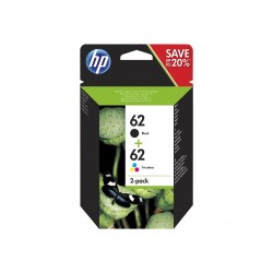 HP 62 - Pack de 2 - noire, couleurs (cyan, magenta, jaune) - original - cartouche d'encre