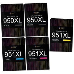 Pack de 5 cartouches imprimantes compatibles HP 950XL/951XL Noir, Jaune, Cyan, Magenta