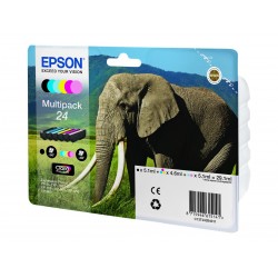 Epson T24 Elephant - Pack de 6 - noire, cyan, cyan clair, magenta, magenta clair, jaune - original - cartouche d'encre