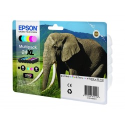 Epson T24XL Elephant - Pack de 6 - à rendement élevé - noire, cyan, cyan clair, magenta, magenta clair, jaune - original - c