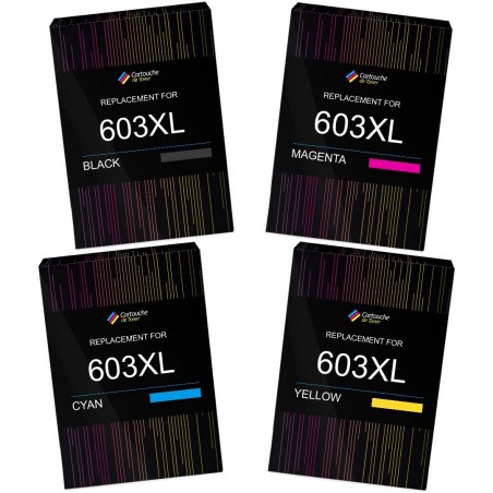 Pack de 4 cartouches imprimantes compatibles Epson 603XL Noir, Jaune, Cyan, Magenta