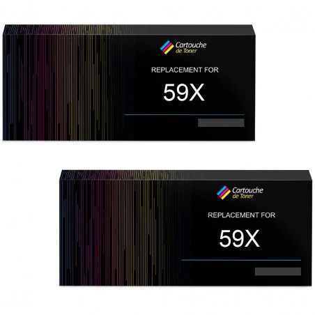 Toner équivalent à HP 59X Pack de 2 Noir - Avec puce