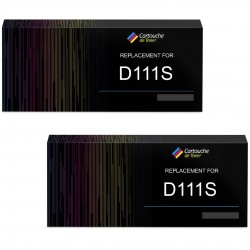 Toner équivalent à Samsung MLT-D111S Pack de 2 Noir