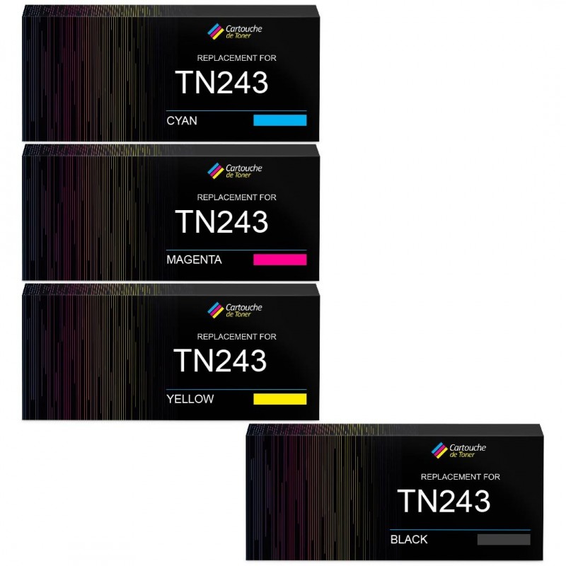 Pack de 4 cartouches de toner TN243CMYK générique Brother (TN243BK