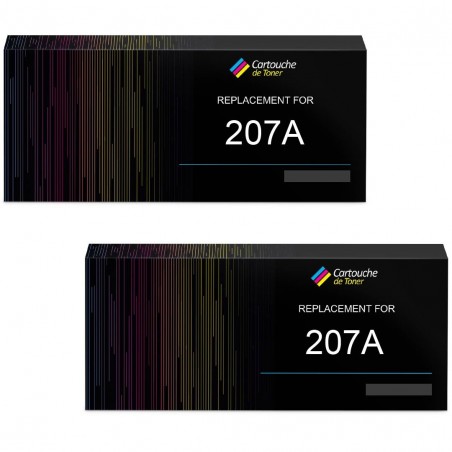 Compatible HP 207A W2210A Pack de 2 Cartouches de Toner Noir HP Color Laserjet Pro MFP M283fdw M255dw M282nw M283fdn AVEC PUCE