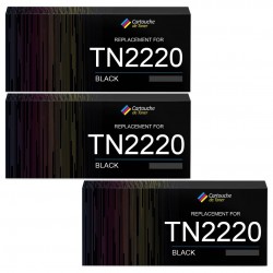 Toner équivalent à Brother TN2220 Pack de 3 Noir