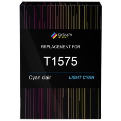 Cartouche d'encre équivalent à Epson Light Cyan T1575 Capacité standard Cyan clair