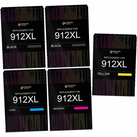 Pack de 5 HP 912XL cartouches d'encre compatibles