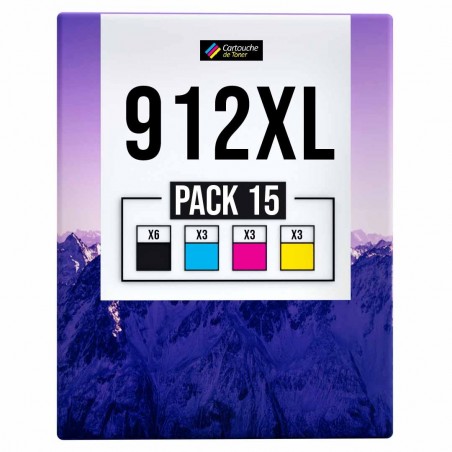 Pack de 15 HP 912XL cartouches d'encre compatibles