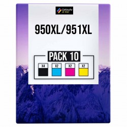 Pack de 10 cartouches compatibles 950XL/951XL HP 4 noirs, 2 cyan, 2 magenta, 2 jaune