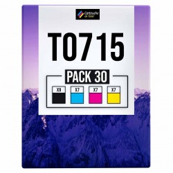 Pack de 30 cartouches compatibles T0715 Epson 9 noirs, 7 cyan, 7 magenta, 7 jaune
