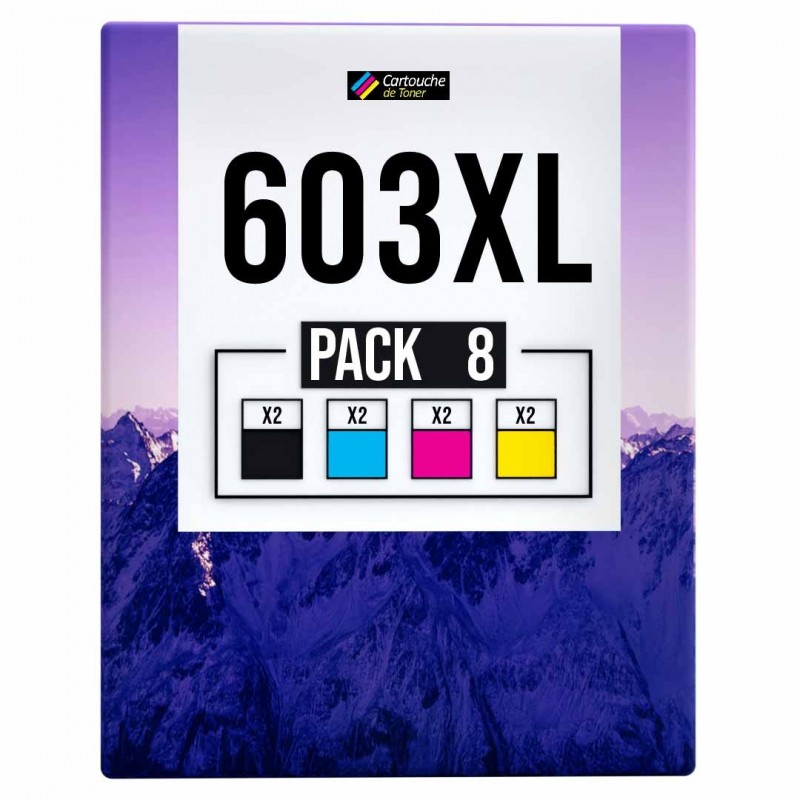 Pack de 8 cartouches compatibles 603XL Epson Noir, Jaune, Cyan