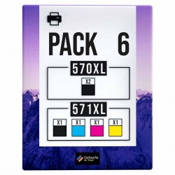 Pack de 10 cartouches compatibles PGI-570XL CLI-571XL Canon 2 X 570xl, 2 X  571xl noir, 2 X 571xl cyan, 2 X 571xl magenta, 2 X 57