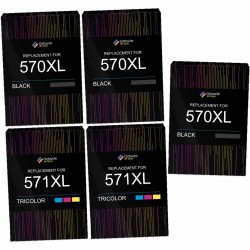 Pack de 5 cartouches compatibles PGI-570XL CLI-571XL Canon 1 X 570xl, 1 X 571xl noir, 1 X 571xl cyan, 1 X 571xl magenta, 1 X 571